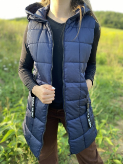Dívčí zimní vesta s kapucí modrá