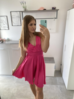 Saténové šaty UNI vel. růžové