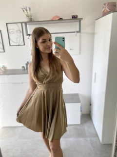 Saténové šaty UNI vel. kávové