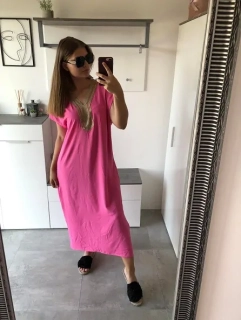 Letní šaty dlouhé růžové ETNO