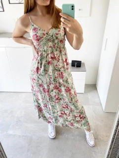 Letní šaty maxi zelenkavé SUNNY