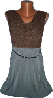 Plesové šaty s řetízkovým páskem rezavé